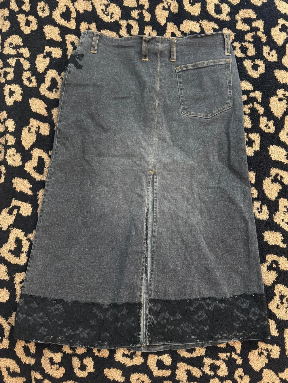 VINTAGE denim midi skirt